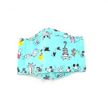 夏用！キッズ大臣マスク ねこ&ねずみの画像