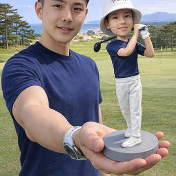 写真から作るオーダーメイド ゴルフ フィギュア｜ゴルフプレーヤー好きへの特別なギフトにそっくり似顔人形｜ゴルフファン 記念ギフト