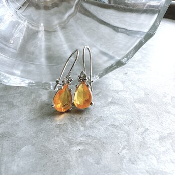 PA287-【 AVON 】エイボン・ヴィンテージピアス 2006 Silver Tone Citrine Glass