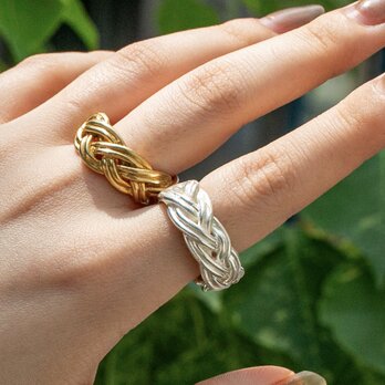 Vintage style braided ring / 四つ編みボリュームリング/送料無料