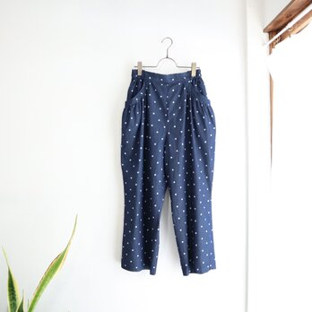 gather pocket dot pants (indigo dot)