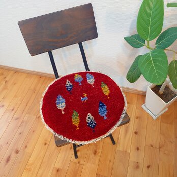 ペルシャ　ギャッベ　横39φ38㎝　レッド　木　T8717の画像
