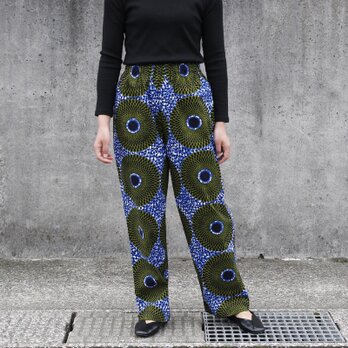 アフリカンプリントのイージーパンツ（ ストレートシルエット ）アフリカ布パンツ