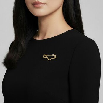 Snake 蛇  ヘビモチーフ 光沢ゴールド ブローチ【ebro14-2】