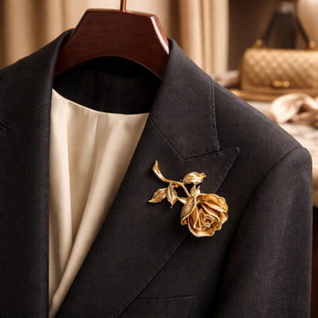 優雅なローズモチーフ ブローチ アンティーク調ゴールド｜大人上品【ebro15-1】