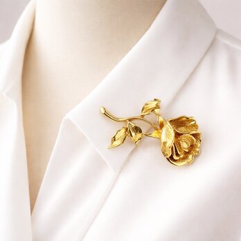 優雅なローズモチーフ ブローチ アンティーク調ゴールド｜大人上品【ebro15-1】
