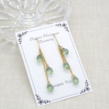 しずくビーズピアス／イヤリング【オリーブラスター②】