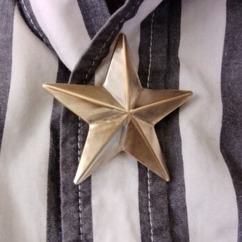 真鍮ブラス製=ゴールド　大スター/星型シャツボタンカバー　結婚、成人式、古着ファッションにの画像