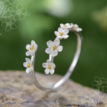 ワスレナグサのリング - シンプルながらもエレガントな雰囲気　R415