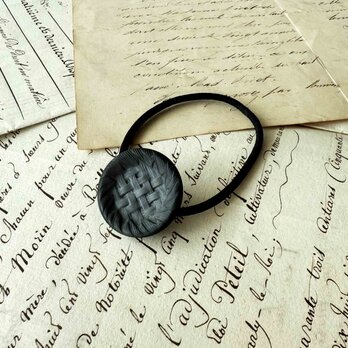 フランスアンティークボタンヘアゴム／籠目網代模様ボタン