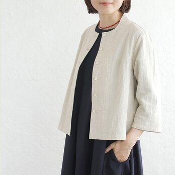 凛とした大人の装いに 桐七炊きコットンリネン はおりジャケット（生成り）CO12
