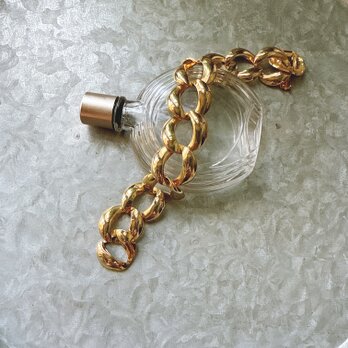B166-ヴィンテージブレスレット U.S.A. 1980s Large Link Chain Gold Tone