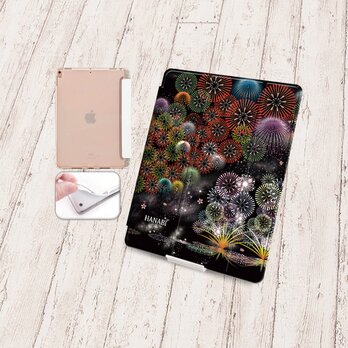 手帳型iPadケース【バックカバー：ソフトタイプ】片面印刷/カメラ穴有【花火Ⅱ（HANABIⅡ）】
