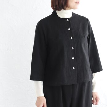 凛とした大人の装いに✦ 桐七炊きコットンリネン はおりジャケット（ブラック）CO12