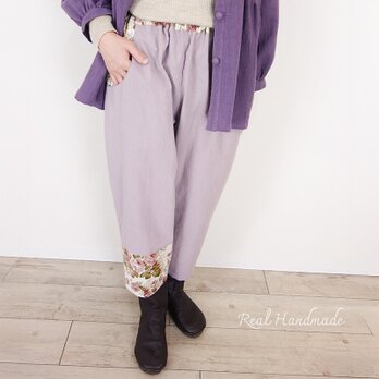 ラベンダーフローラ・ローズパネルのイージーパンツ-セットアップ対応-