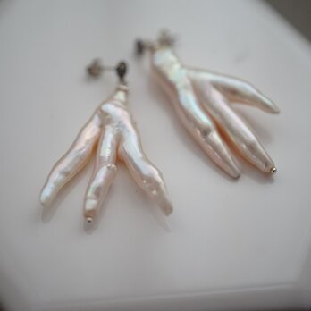 【drop】silver925マーカサイト×枝パールピアス