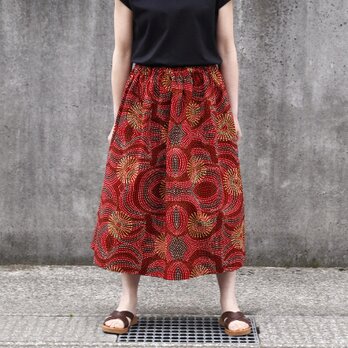 【受注制作】アフリカ布のギャザースカート（ ウェーブ ）アフリカンプリント アフリカンファブリック