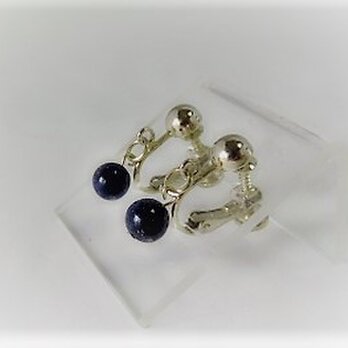 【イヤリング】シンプル・丸玉・ラピスラズリー・1粒♪