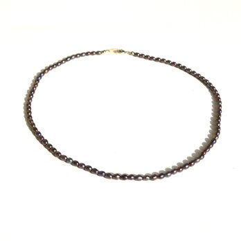 小粒淡水パールのシンプルネックレス＊ピーコックブラック＊43cm＊3～4mm◆送料無料♪C