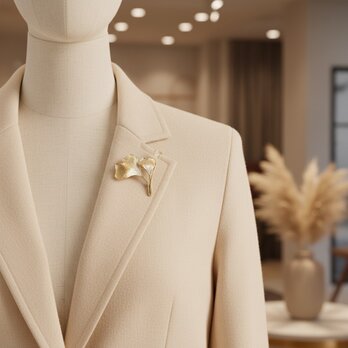 イチョウモチーフ ブローチ【ebro23】