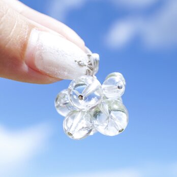 「シャボン玉」ネックレス アイリスクォーツ 虹 レインボー 水晶 クリア 透明 大ぶり 天然石 ゴールド シルバー