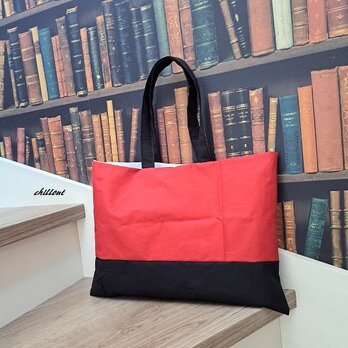 【sale】【トートバッグ】レッド×ブラック【0854】