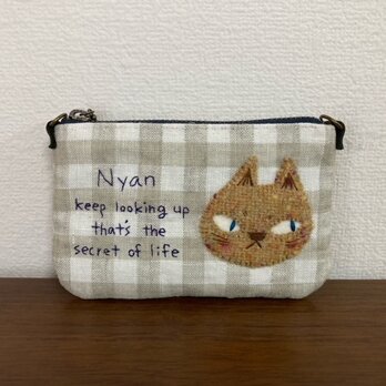 猫アップリケの小銭入れ