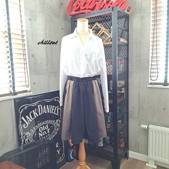 【sale】【フレアスカート】ブラック×チャコールグレー【0730】