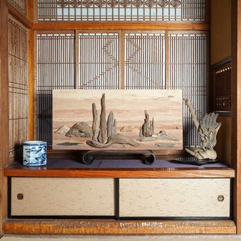 流木アートで 大自然の風景をあなたのお部屋に　流木で描く山水画 流木アート 壁装飾　１７