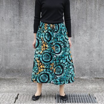 アフリカ布のギャザースカート（ スプラッシュ ）アフリカンプリント アフリカンファブリック