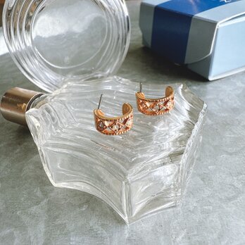 PA406-【 AVON 】エイボン・ヴィンテージピアス 2000 Bronze Color Rhinestone
