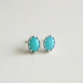 アマゾナイトオーバルピアス(SV925/RH)