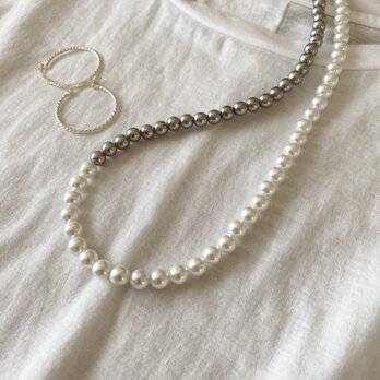 White＆Gray　Halfパール一連ネックレス　6ｍｍ　48ｃｍ