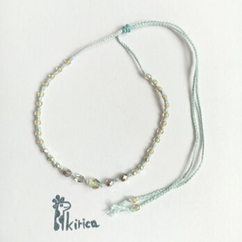 ☆ベビーブルーコットンのやさしいアンクレット・ブレスレット(#1209)