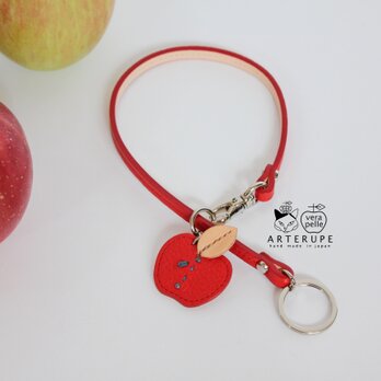 キーチェーン・Ponte Apple ポピーレッド 本革シュリンク