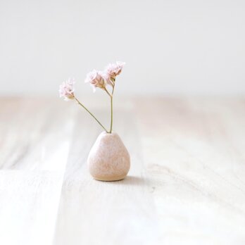 陶土の小さなぷっくり花立て 桜花窯変釉 ＊ ドライフラワー付き