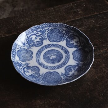 古美術なデザイン◆時代物　印判七寸中皿　骨董・antiques 骨董のある暮らしに。明治~大正期