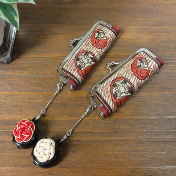 【送料無料】《選べる！》開運！福だるま 朱肉付きの印鑑ケース｜畳縁｜がま口