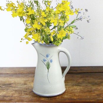 草花文ピッチャー（三彩）