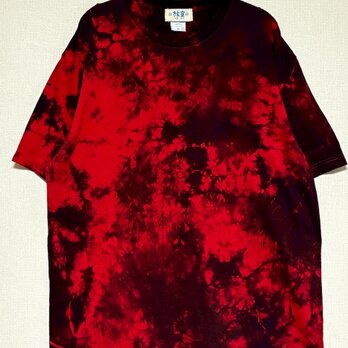 タイダイ Tシャツ XLサイズ ブラック×レッド ムラ染め Hippies Dye HD24-61