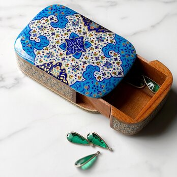 ペルシャの象嵌細工（寄木細工）小箱　宝石箱　引出しタイプ　長方形　【KHATAM KARI-127】