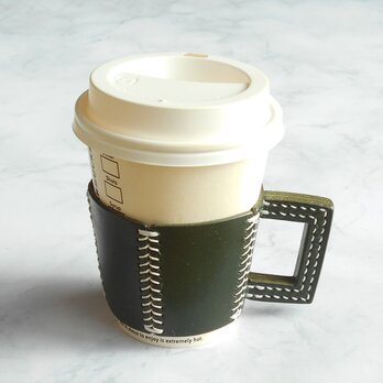 五角のレザーカップスリーブ Green