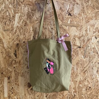 ナイロントートバッグ　EMAシューズ刺繍　靴　軽量　エコバッグ