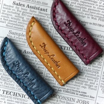 イタリア革の鉛筆キャップ／ペンシルキャップ／3個セット／イエロー・ブルー・ワイン