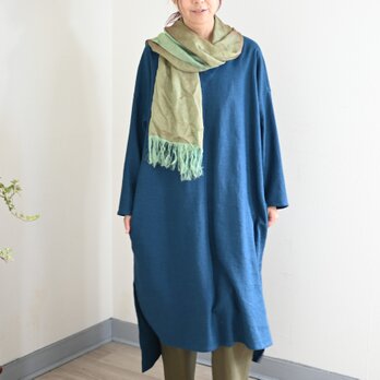 【new arrival】鉄紺色：万能コーデのリネンワンピース：長シーズン