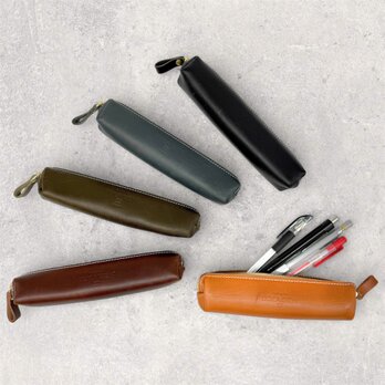 レザーペンケース（ハンドメイド／コンパクト／裏地なし／ギフト対応）