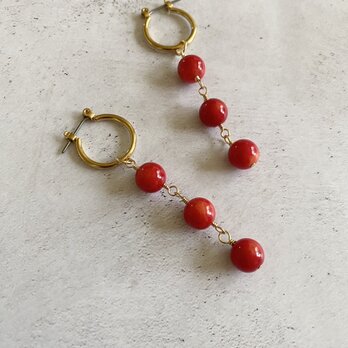 Red Coral　レッド×ゴールド　レッドコーラルフープピアス　万博カラー　赤