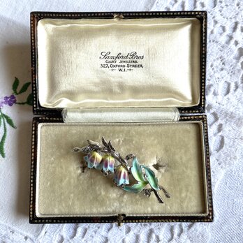 マーカサイト　エナメル　ベルフラワー　ブローチ