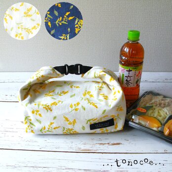 〔受注生産〕コンビニ弁当が入るマチ広タイプ！洗えるランチバッグ 保温 保冷 （ミモザ オックス）