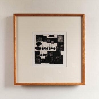 銅版画 "blocks+goumi berries#5"（額装）